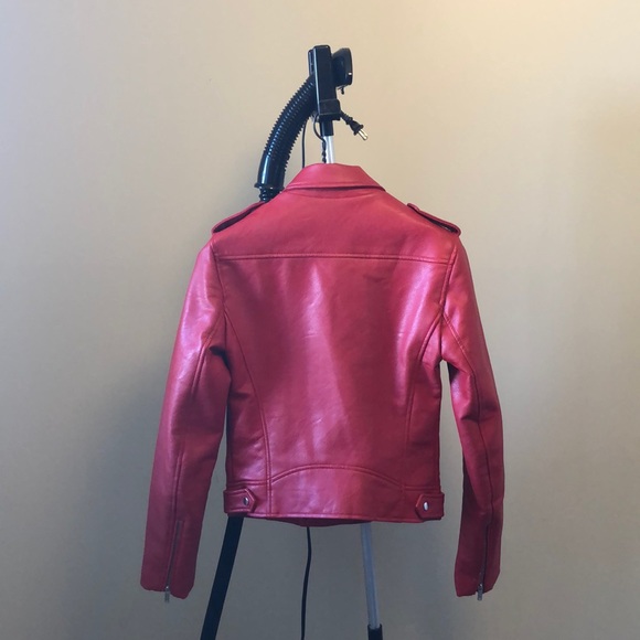 ZARA Red Faux Leather Jacket - Picture 3 of 4